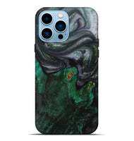 iPhone 14 Pro Max Wood+Resin Live Edge Phone Case - Julio (Green, 703374)