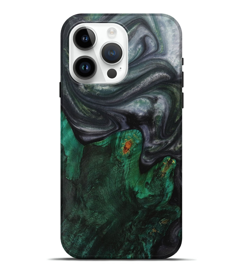 iPhone 15 Pro Max Wood+Resin Live Edge Phone Case - Julio (Green, 703374)