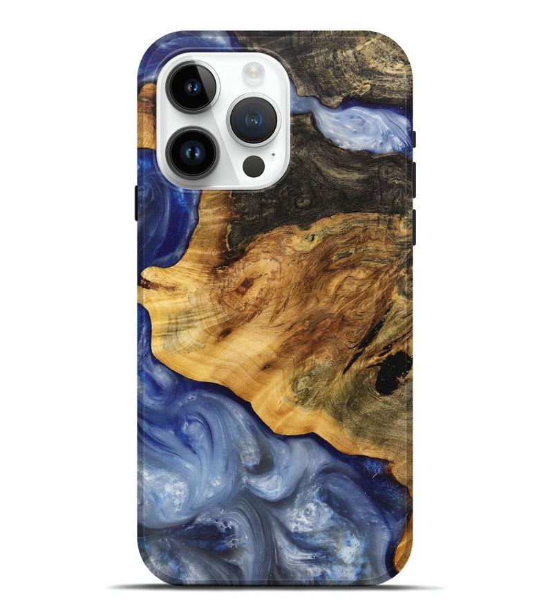 iPhone 15 Pro Max Wood+Resin Live Edge Phone Case - Holden (Blue, 703375)