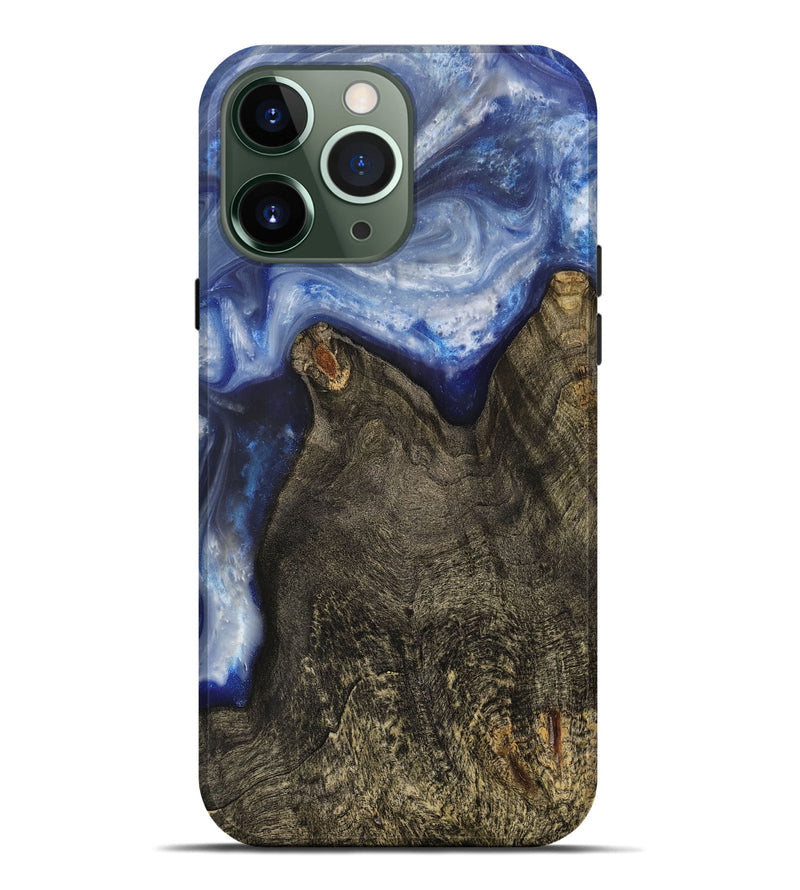 iPhone 13 Pro Max Wood+Resin Live Edge Phone Case - Estrella (Blue, 703377)