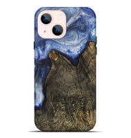 iPhone 14 Plus Wood+Resin Live Edge Phone Case - Estrella (Blue, 703377)