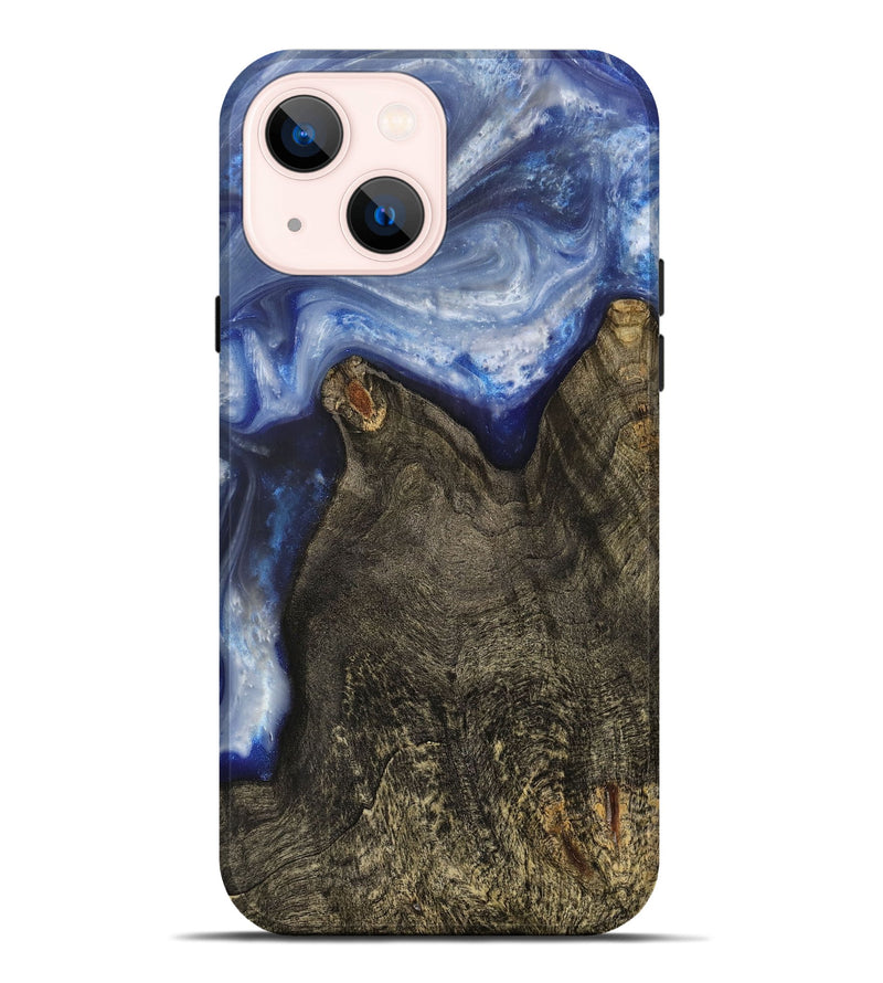 iPhone 14 Plus Wood+Resin Live Edge Phone Case - Estrella (Blue, 703377)