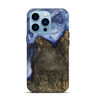 iPhone 14 Pro Wood+Resin Live Edge Phone Case - Estrella (Blue, 703377)