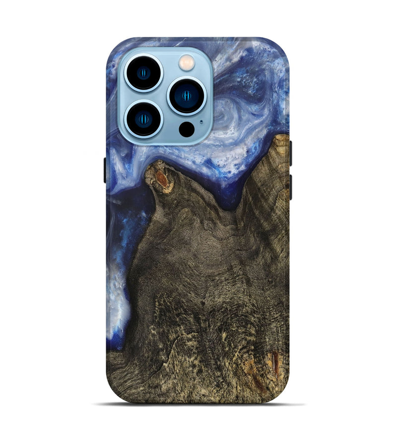 iPhone 14 Pro Wood+Resin Live Edge Phone Case - Estrella (Blue, 703377)