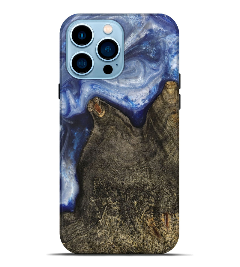 iPhone 14 Pro Max Wood+Resin Live Edge Phone Case - Estrella (Blue, 703377)