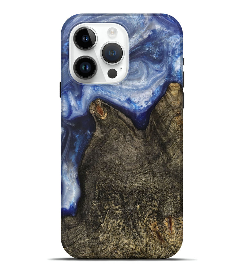 iPhone 15 Pro Max Wood+Resin Live Edge Phone Case - Estrella (Blue, 703377)