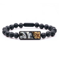 Lava Bead Wood+Resin Bracelet - Ruby (Black & White, 703384)