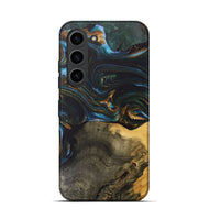 Galaxy S23 Wood+Resin Live Edge Phone Case - Denise (Teal & Gold, 703574)