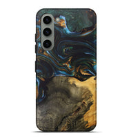 Galaxy S23 Plus Wood+Resin Live Edge Phone Case - Denise (Teal & Gold, 703574)