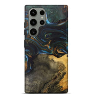 Galaxy S23 Ultra Wood+Resin Live Edge Phone Case - Denise (Teal & Gold, 703574)