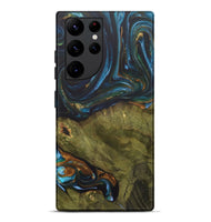 Galaxy S22 Ultra Wood+Resin Live Edge Phone Case - Merle (Teal & Gold, 703575)