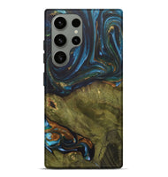 Galaxy S23 Ultra Wood+Resin Live Edge Phone Case - Merle (Teal & Gold, 703575)