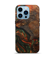 iPhone 14 Pro Wood+Resin Live Edge Phone Case - Jerry (Green, 703577)