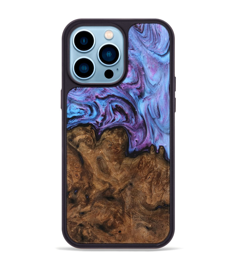 iPhone 14 Pro Max Wood+Resin Phone Case - Josie (Purple, 703594)