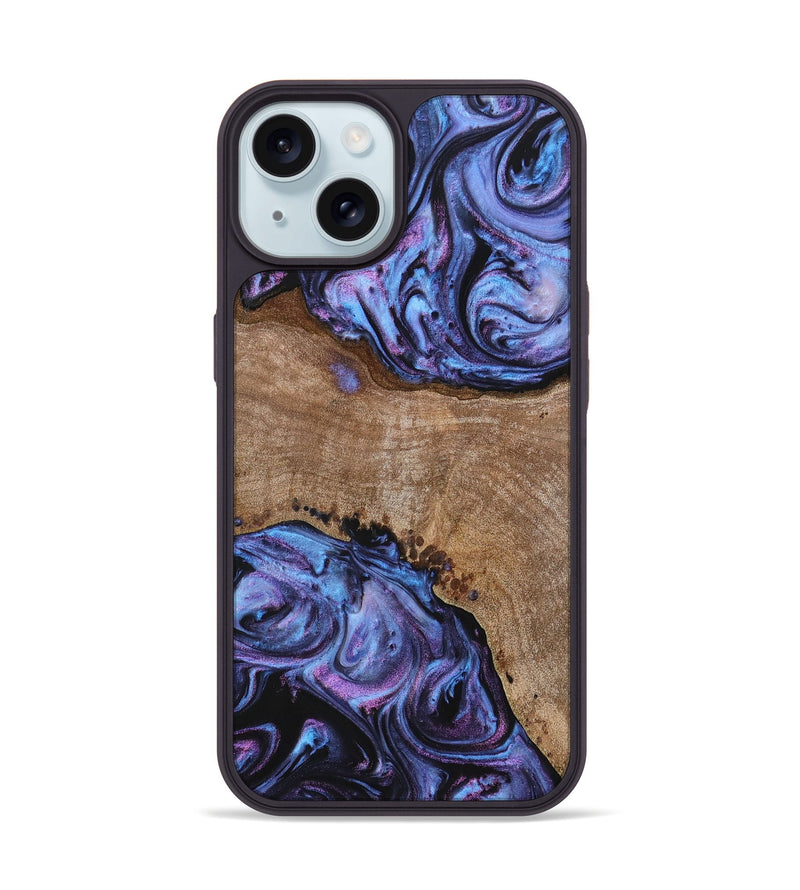 iPhone 15 Wood+Resin Phone Case - Cash (Purple, 703600)