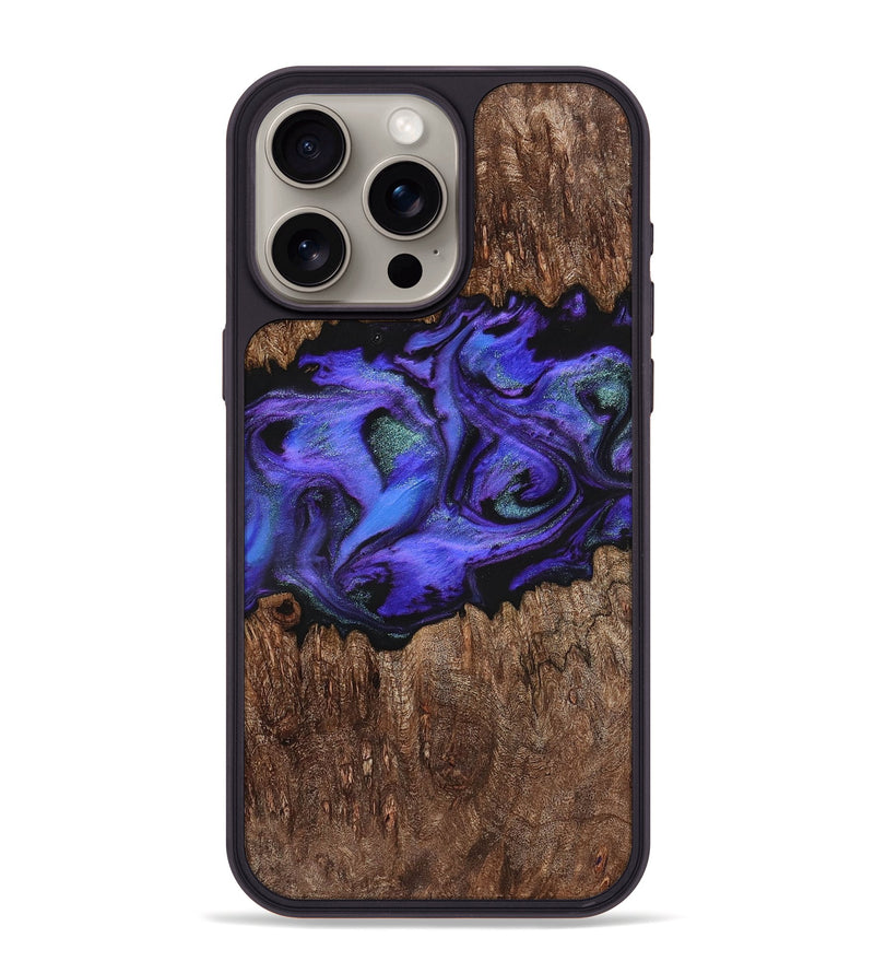 iPhone 15 Pro Max Wood+Resin Phone Case - Asia (Purple, 703606)
