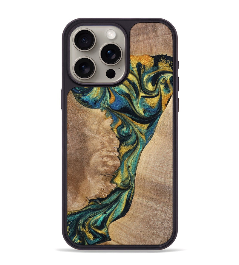 iPhone 15 Pro Max Wood+Resin Phone Case - Malakai (Mosaic, 703615)