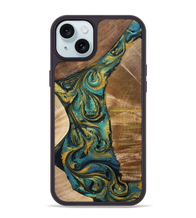 iPhone 15 Plus Wood+Resin Phone Case - Addisyn (Mosaic, 703620)