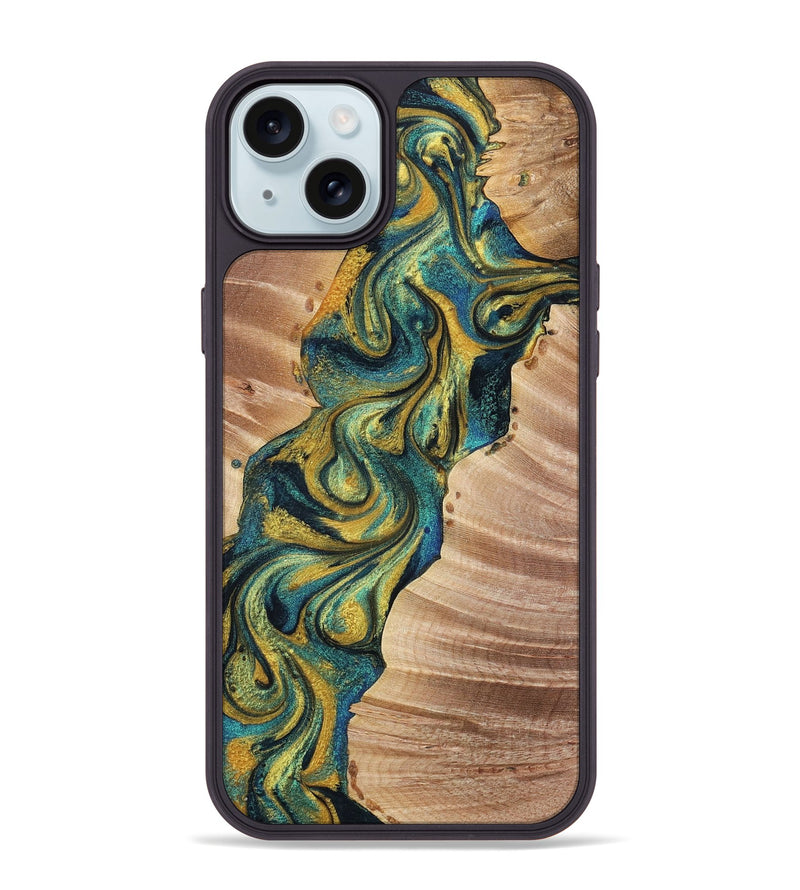 iPhone 15 Plus Wood+Resin Phone Case - Johnny (Mosaic, 703623)