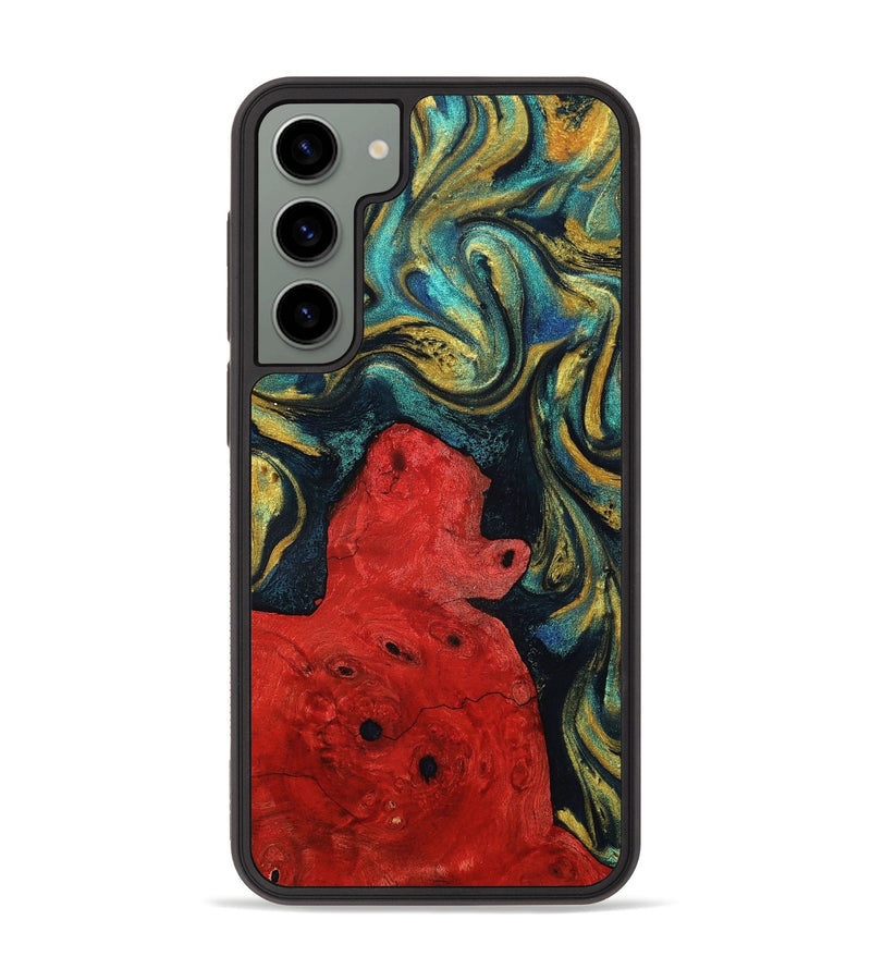 Galaxy S23 Plus Wood+Resin Phone Case - Claude (Teal & Gold, 703629)
