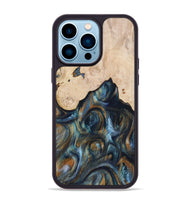 iPhone 14 Pro Max Wood+Resin Phone Case - Cameron (Teal & Gold, 703630)