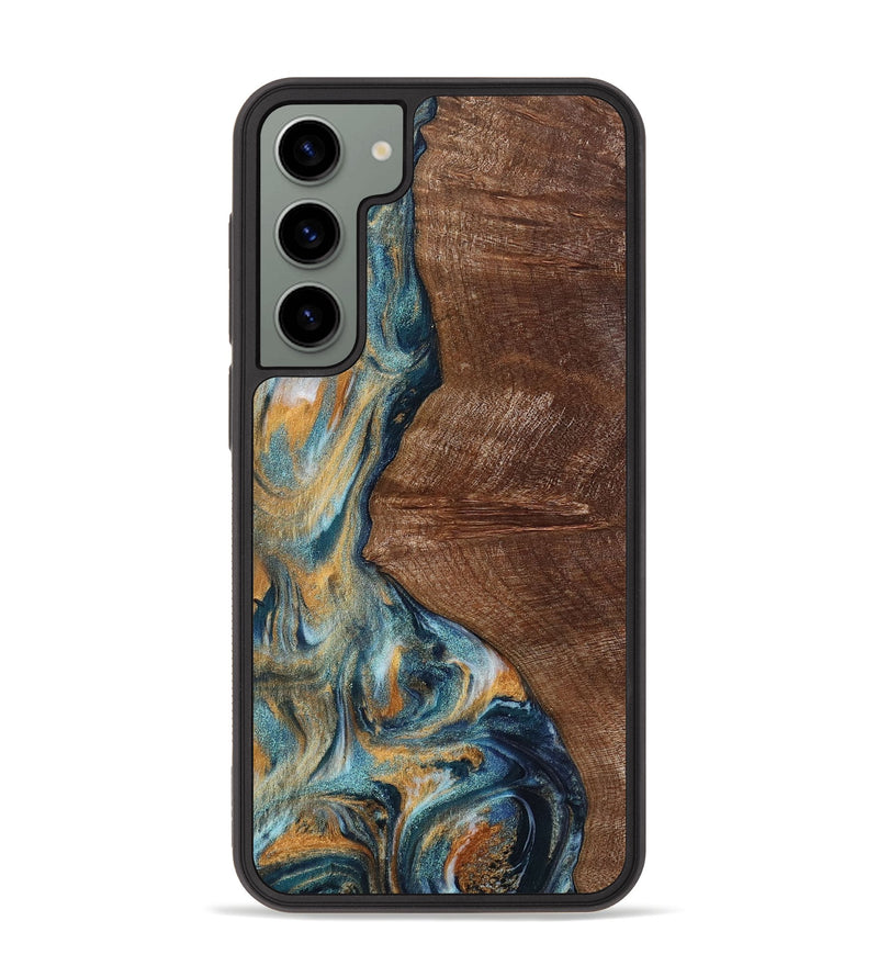 Galaxy S23 Plus Wood+Resin Phone Case - Mickey (Teal & Gold, 703637)