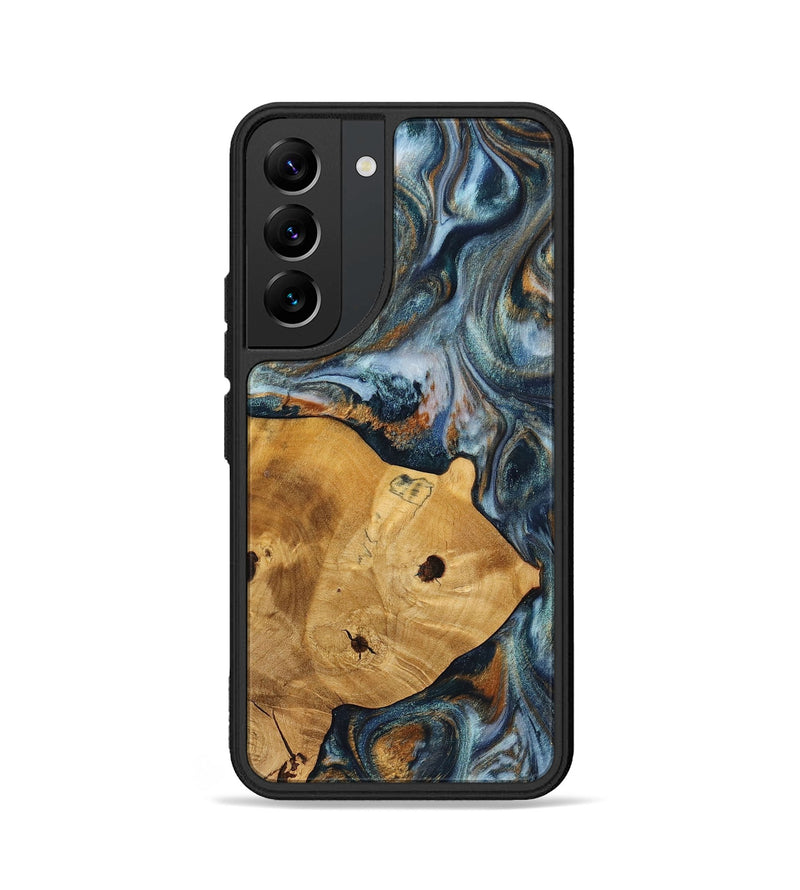 Galaxy S22 Wood+Resin Phone Case - Maude (Teal & Gold, 703639)