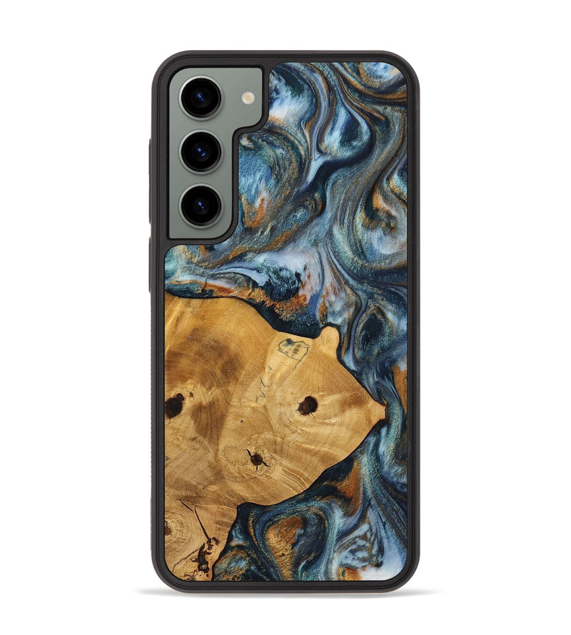 Galaxy S23 Plus Wood+Resin Phone Case - Maude (Teal & Gold, 703639)