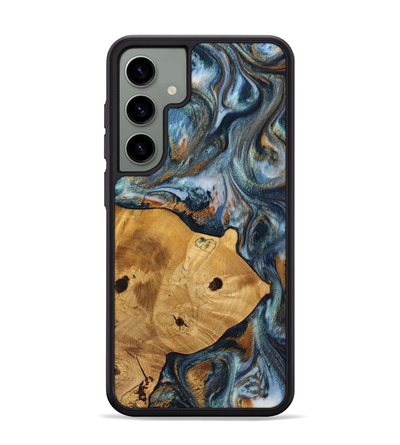 Galaxy S24 Plus Wood+Resin Phone Case - Maude (Teal & Gold, 703639)