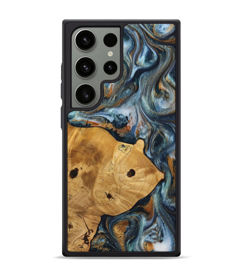 Galaxy S24 Ultra Wood+Resin Phone Case - Maude (Teal & Gold, 703639)