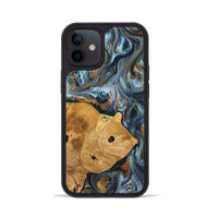 iPhone 12 Wood+Resin Phone Case - Maude (Teal & Gold, 703639)