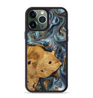 iPhone 13 Pro Max Wood+Resin Phone Case - Maude (Teal & Gold, 703639)