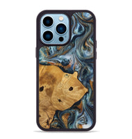 iPhone 14 Pro Max Wood+Resin Phone Case - Maude (Teal & Gold, 703639)