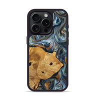 iPhone 15 Pro Wood+Resin Phone Case - Maude (Teal & Gold, 703639)