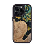 iPhone 15 Pro Wood+Resin Phone Case - Estelle (Teal & Gold, 703641)
