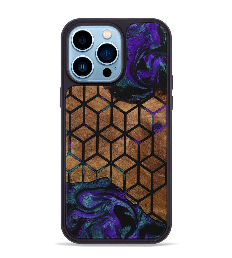 iPhone 14 Pro Max Wood+Resin Phone Case - Demetrius (Pattern, 703701)