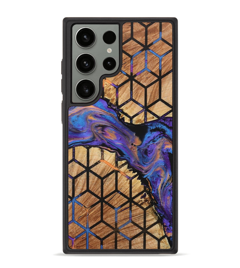 Galaxy S23 Ultra Wood+Resin Phone Case - Sylvia (Pattern, 703707)