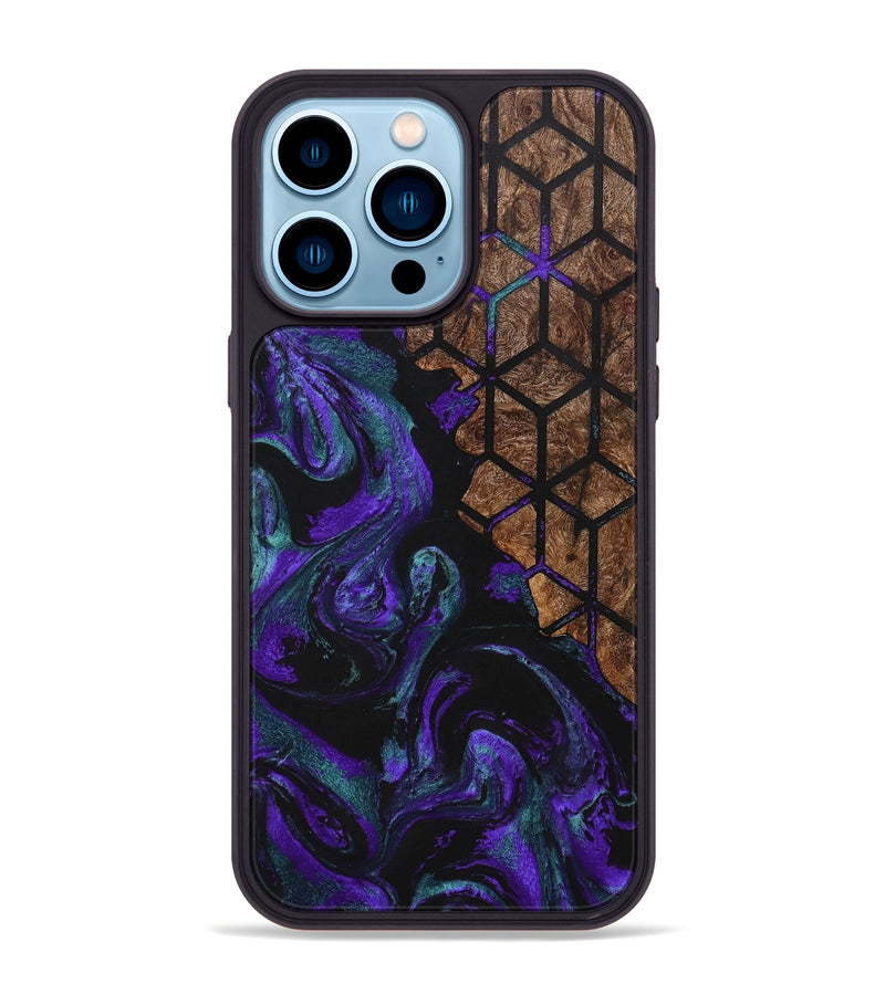 iPhone 14 Pro Max Wood+Resin Phone Case - Miguel (Pattern, 703711)