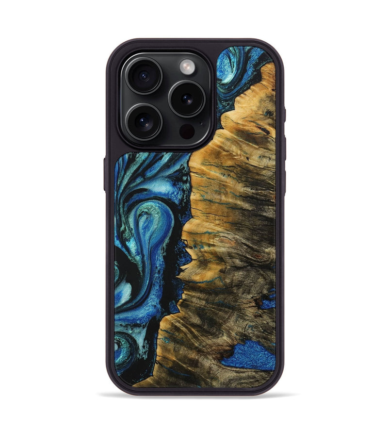 iPhone 15 Pro Wood+Resin Phone Case - Thelma (Blue, 703730)