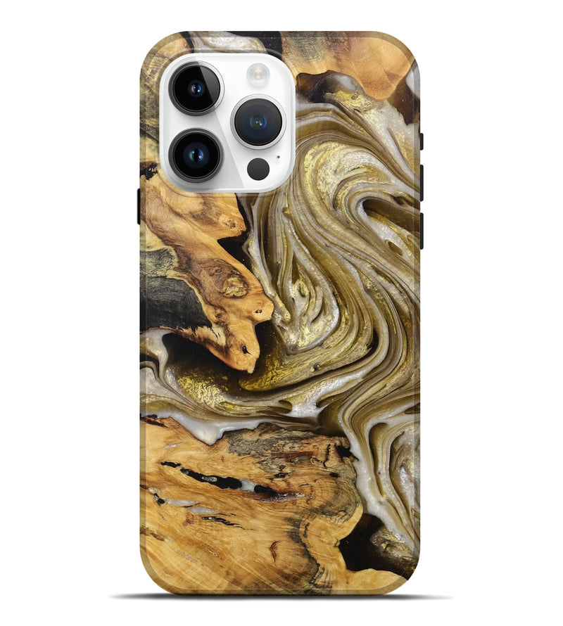 iPhone 15 Pro Max Wood+Resin Live Edge Phone Case - Leonel (Black & White, 703770)