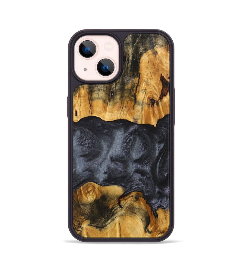 iPhone 14 Wood+Resin Phone Case - Irving (Pure Black, 703807)