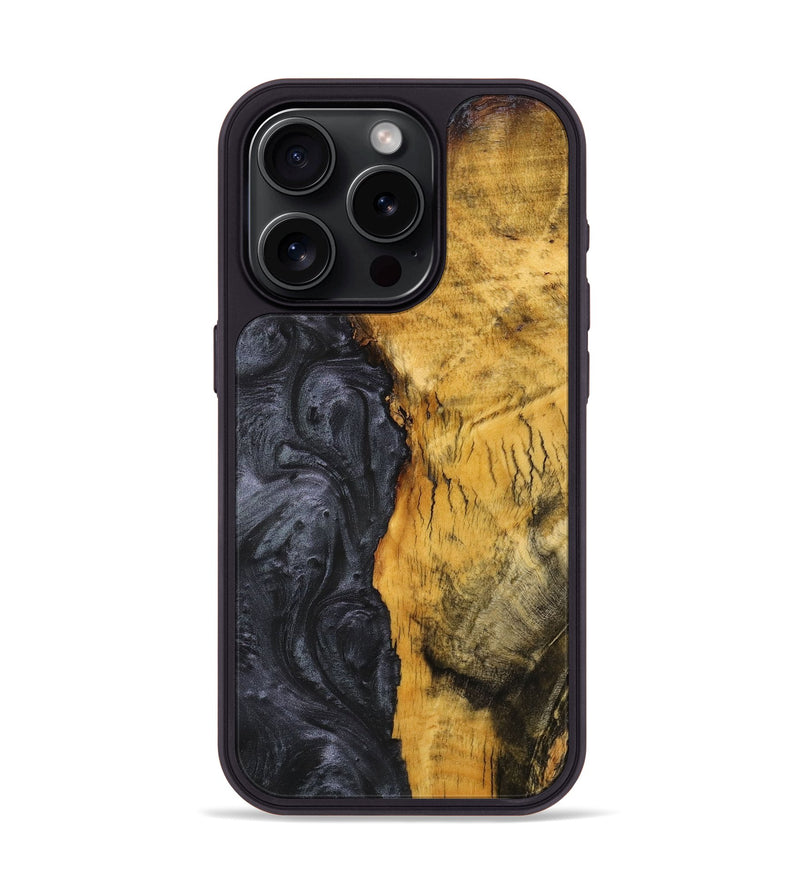 iPhone 15 Pro Wood+Resin Phone Case - Nicholas (Pure Black, 703812)