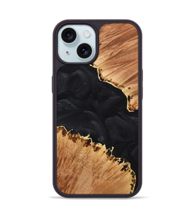 iPhone 15 Wood+Resin Phone Case - Piper (Pure Black, 703816)