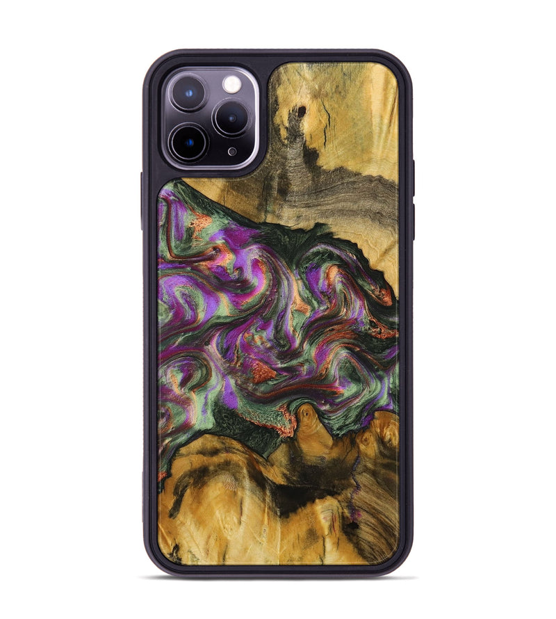 iPhone 11 Pro Max Wood+Resin Phone Case - Erik (Green, 703827)