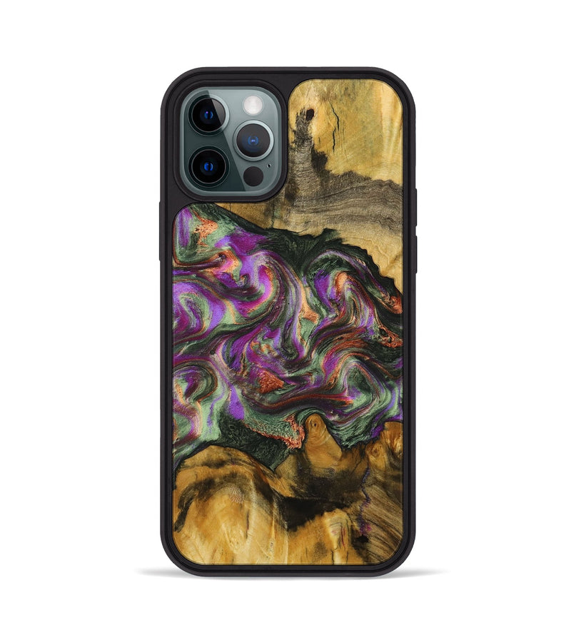 iPhone 12 Pro Wood+Resin Phone Case - Erik (Green, 703827)