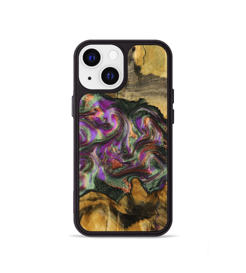 iPhone 13 mini Wood+Resin Phone Case - Erik (Green, 703827)
