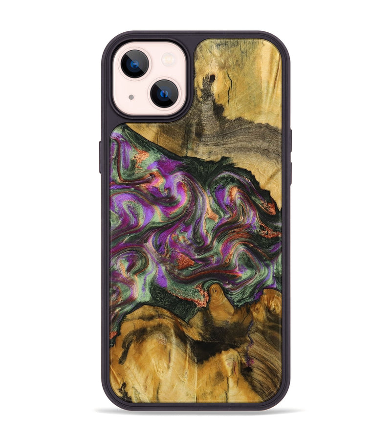 iPhone 14 Plus Wood+Resin Phone Case - Erik (Green, 703827)