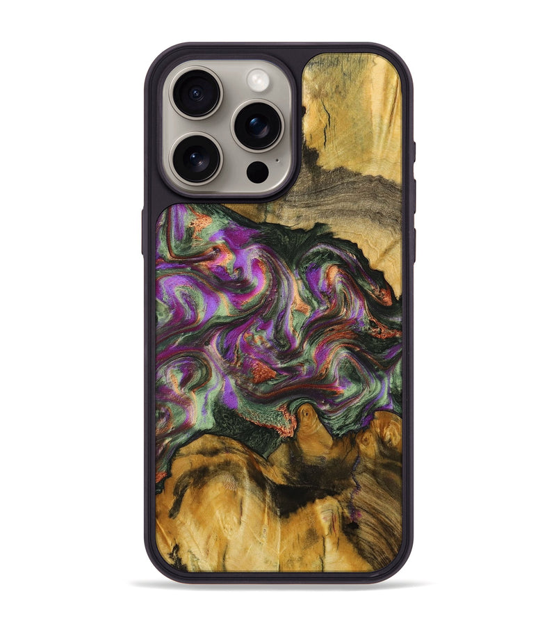 iPhone 15 Pro Max Wood+Resin Phone Case - Erik (Green, 703827)