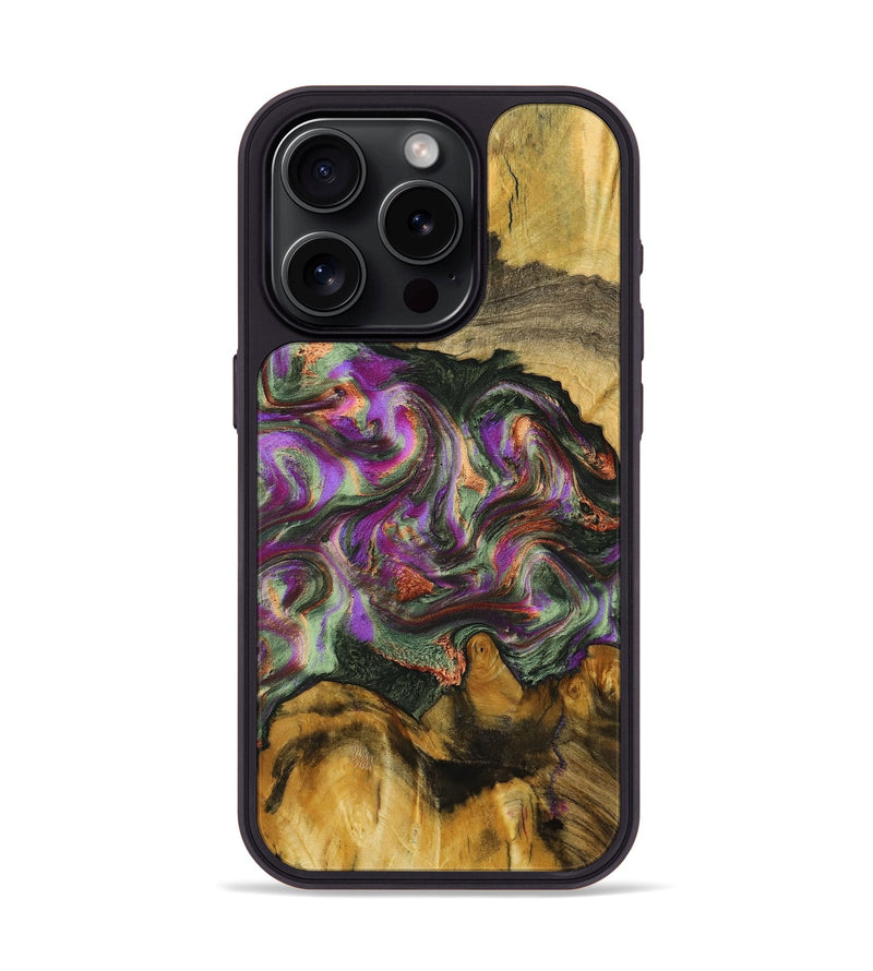 iPhone 15 Pro Wood+Resin Phone Case - Erik (Green, 703827)
