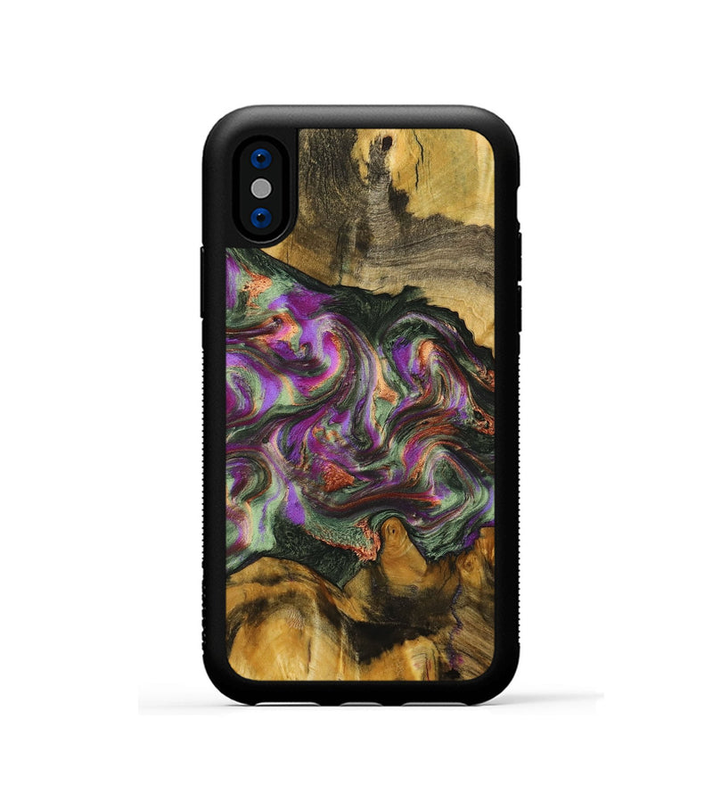 iPhone Xs Wood+Resin Phone Case - Erik (Green, 703827)